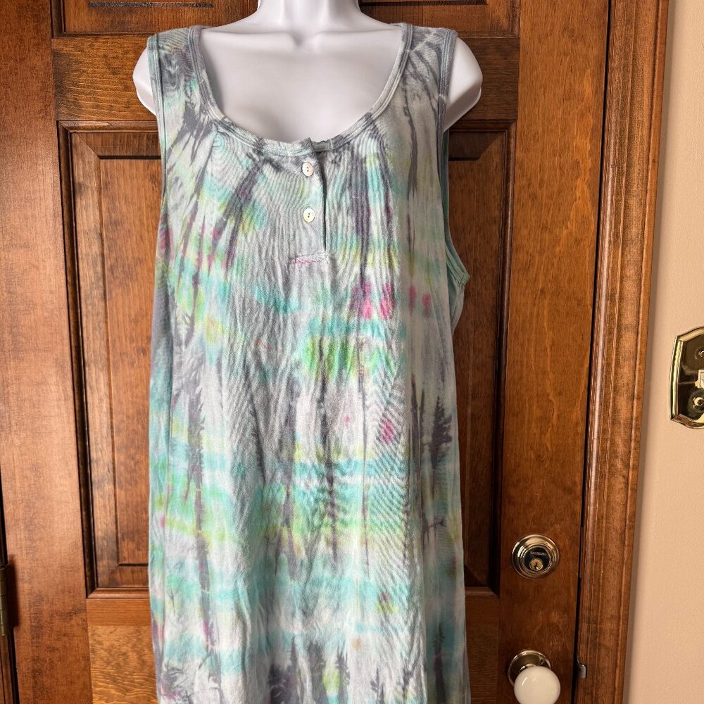 Soft Surroundings Green Tie-Dyed Tank Swim Coverup Size 2X